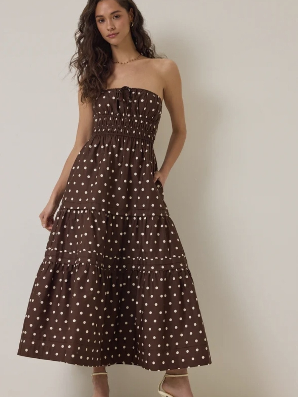 Johanna Strapless Polka Dot Maxi Dress 🤩